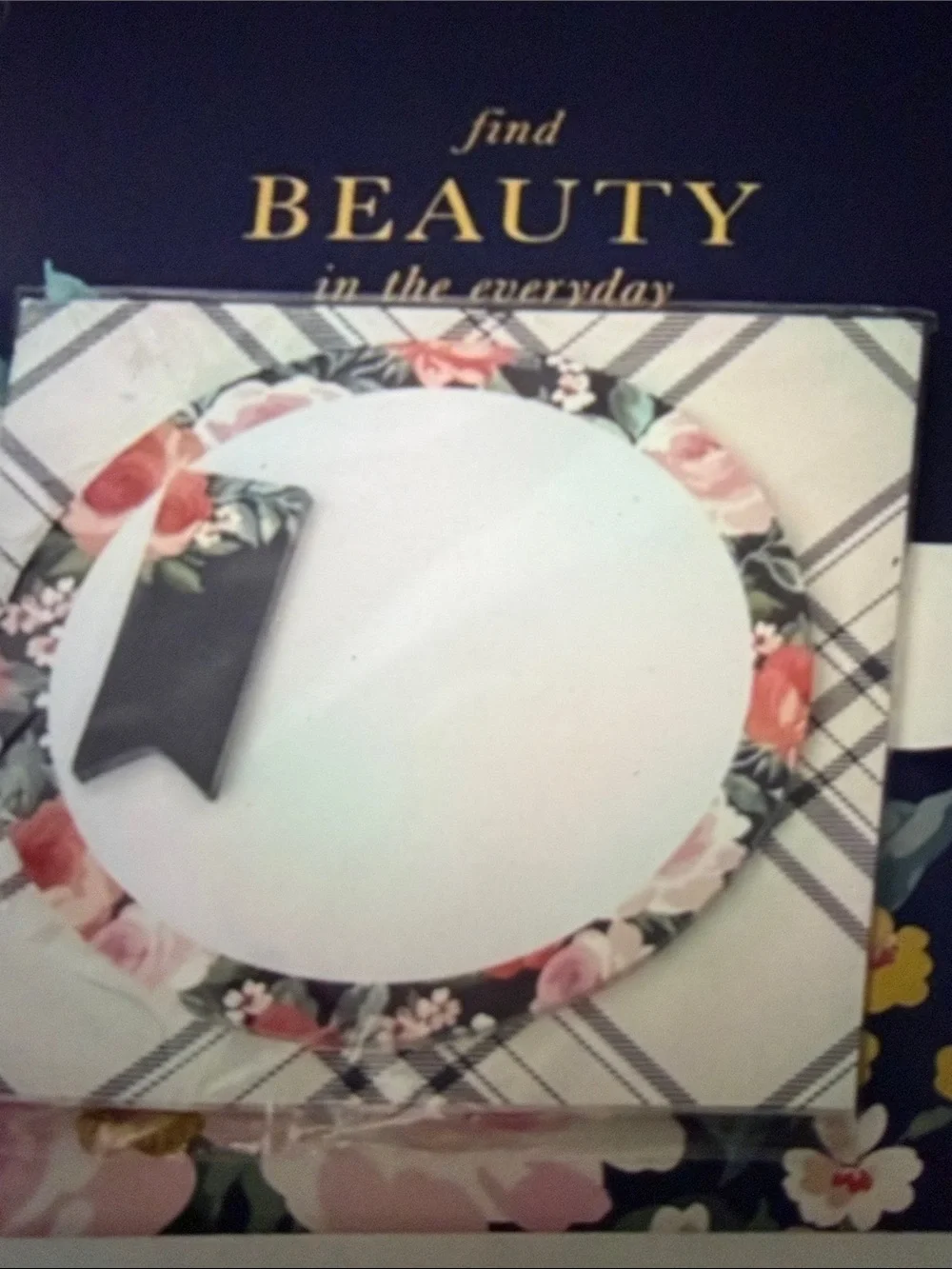 Floral & Plaid Stationery Set - Navy, Pink, Cream